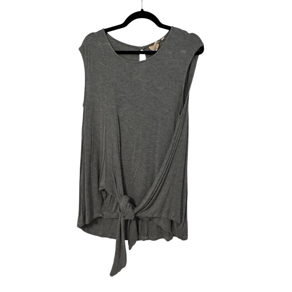 Anthropologie Gray Tie-Front Sleeveless Top